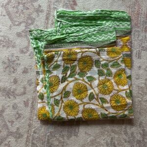 Block print Floral Green and Yellow Patterned Pareo sarong